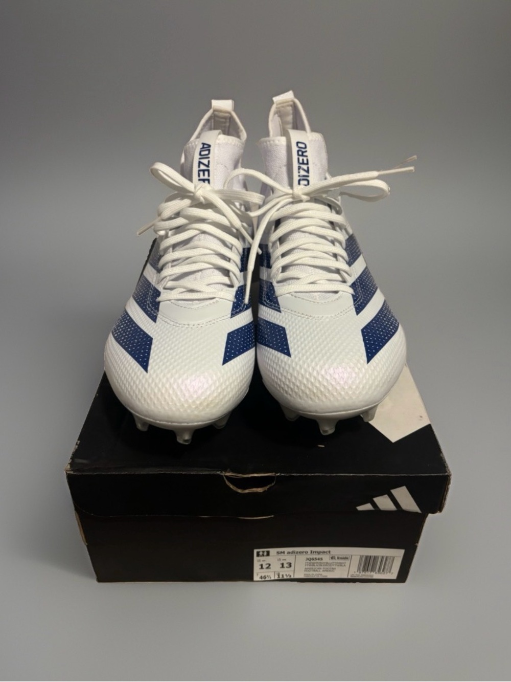 adidas Adizero Impact Football Cleats White/Blue Men’s US Size 12 (D) NIB NWT